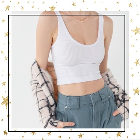 Reformation White Ribbed cropped tank top Sm (C5)